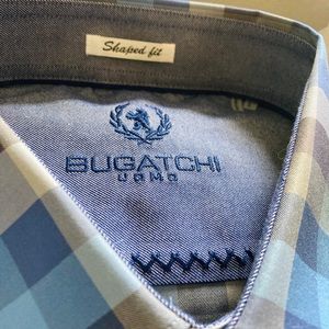 Men’s Bugatchi checkered blue button down